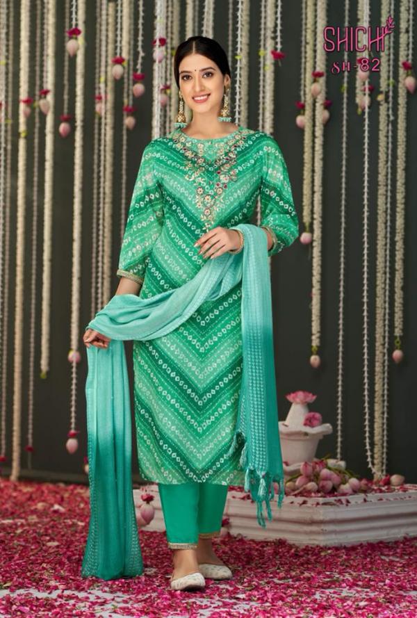 Shichi Bandhej Collection Festive Wear Rayon Designer Readymade suit